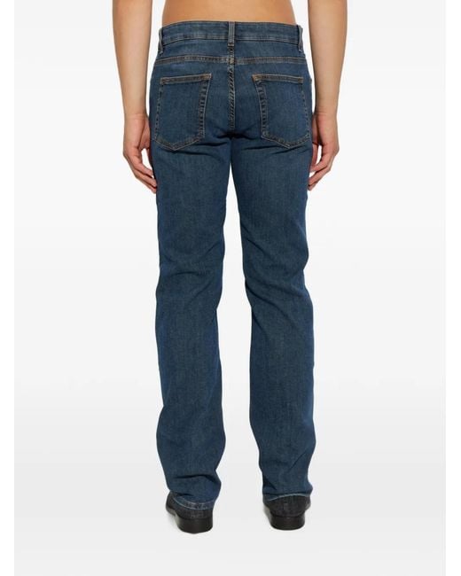 Etro Blue Pegaso-Embroidered Tapered Jeans for men