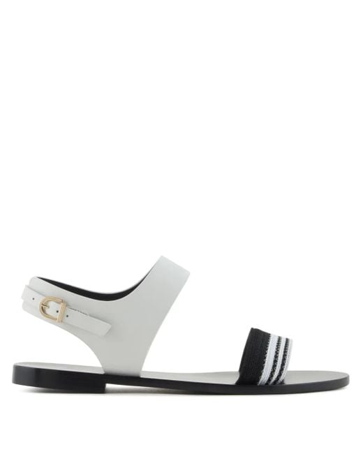 Giorgio Armani White Stripe-Detail Sandals