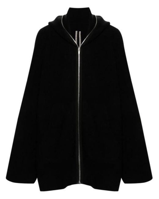 メンズ Rick Owens ドロップショルダー フーデッドジャケット Black