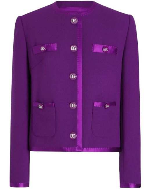 Dolce & Gabbana Purple Satin-Trim Blazer