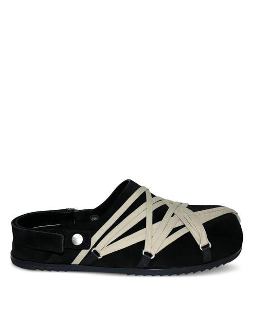 Rick Owens Black Leather Strap Sandals for men