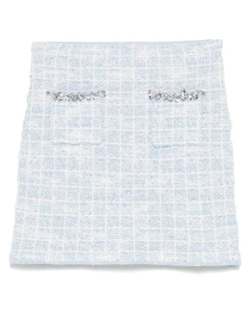 Self-Portrait White Checked Knit Mini Skirt