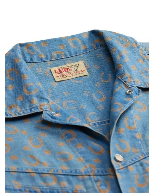 RRL Blue Horseshoe-Print Shirt for men