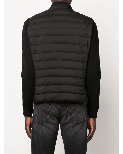 Moorer Black Padded Zip-Up Down Gilet for men
