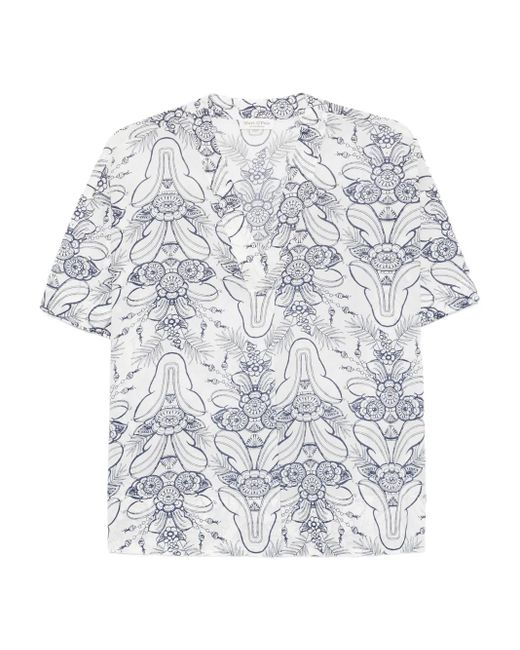Marc O' Polo White Floral Print Short-Sleeved Top