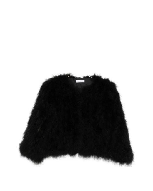 Liska Black Marabou-Feather Jacket