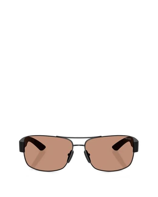 Prada Linea Rossa Pink Rectangle-Frame Sunglasses for men