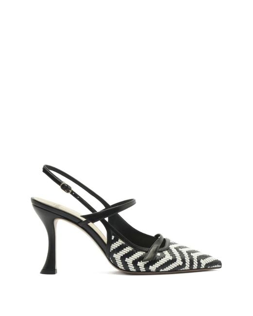 Alexandre Birman White Tita Zig Raffia Strap Pumps