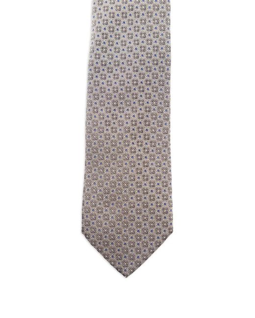 Etro White Jacquard Pattern Silk Tie for men