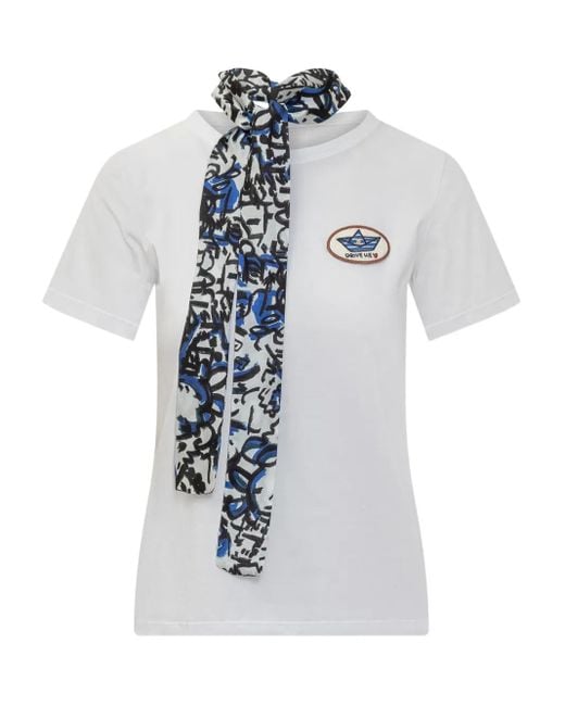 ALESSANDRO ENRIQUEZ White Foulard-Detail T-Shirt