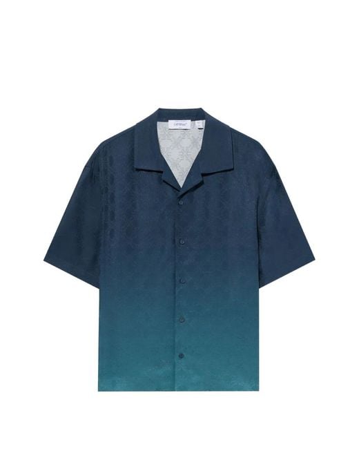 Off-White c/o Virgil Abloh Blue Arrow Monogram Jacquard Bowling Shirt for men