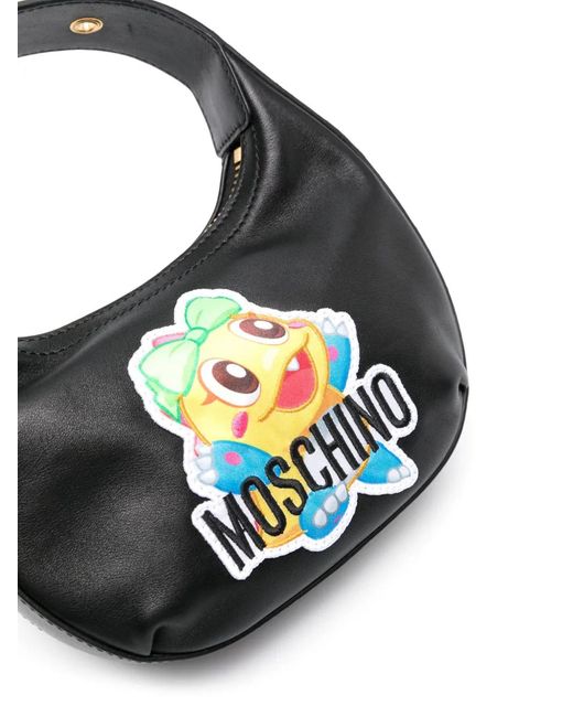 Moschino Black Logo-Appliqué Tote Bag