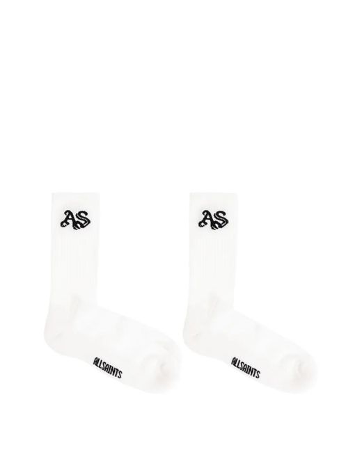 AllSaints White Gothic Ribbed Cotton Socks (Set Of Three) for men