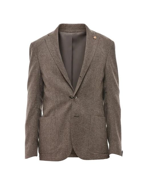 Corneliani Brown Herringbone Unlined Blazer for men