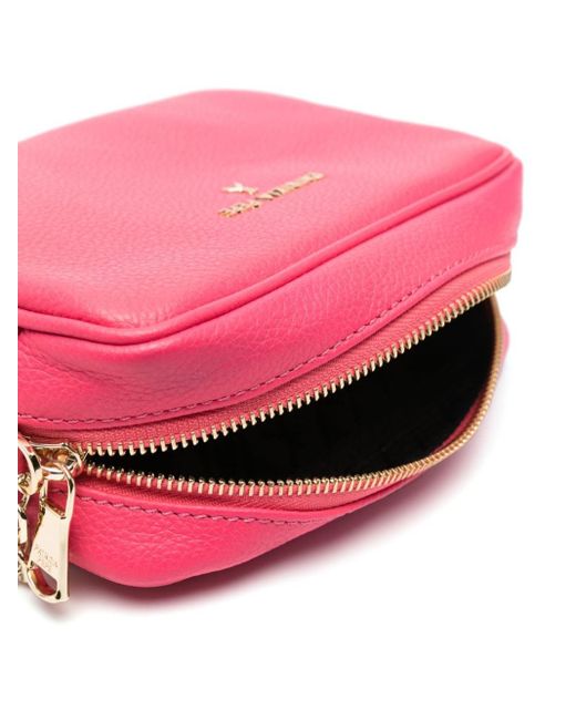 Patrizia Pepe Pink Fly-plaque Leather Shoulder Bag