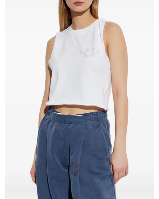 Alexander Wang White Graphic Twisted Muscle Tank