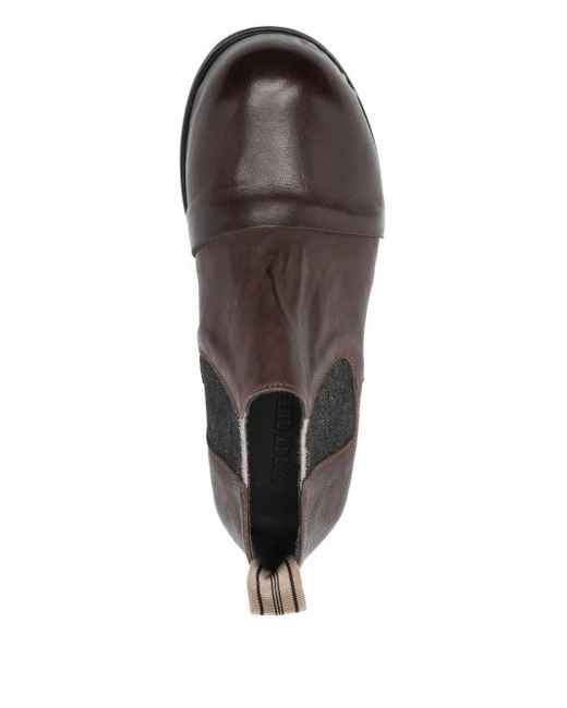 Ziggy Chen Brown Pull-Tab Panelled Boots