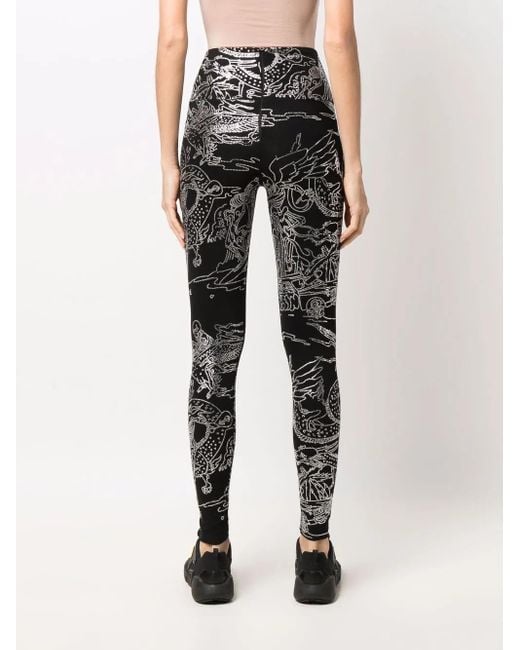 Philipp Plein Black Tattoo-Print Embellished Leggings