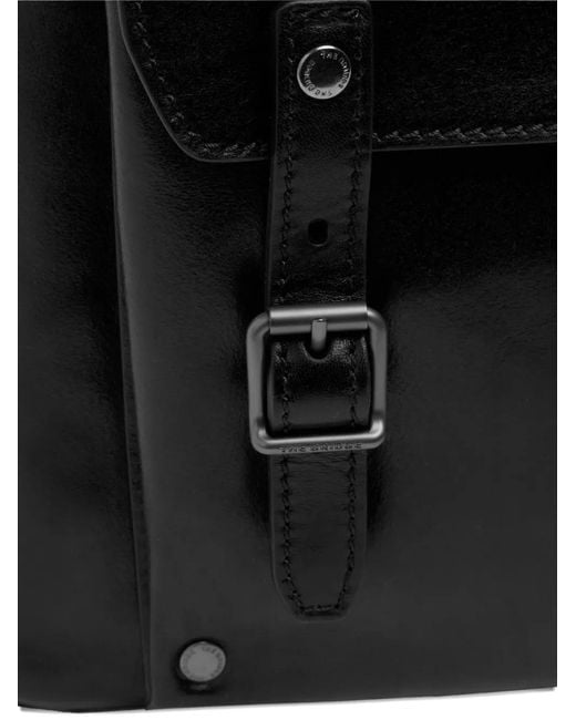 The Bridge Black Buckle-Detail Leather Backpack for men