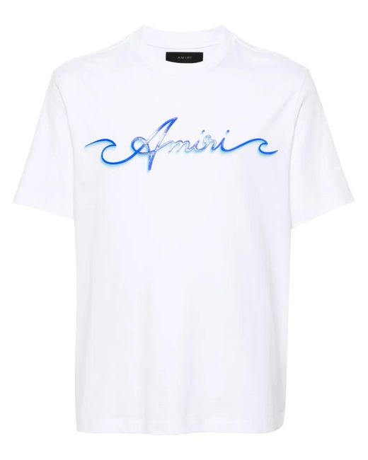 Amiri White Logo-Print Cotton T-Shirt for men