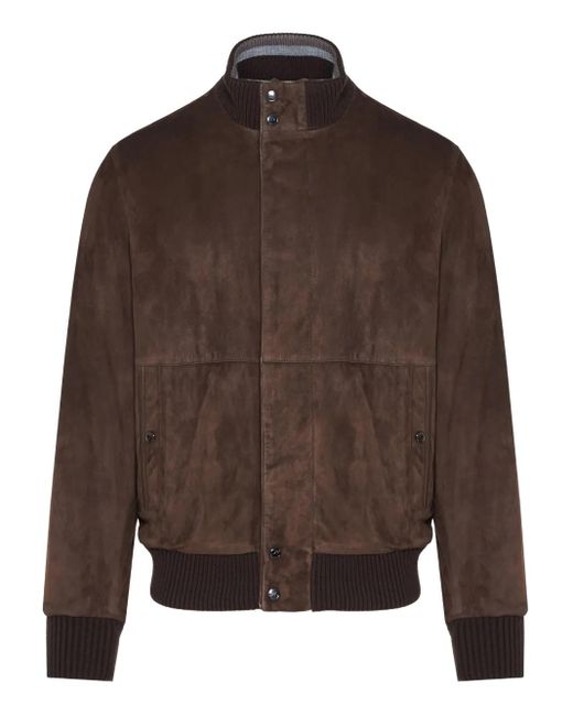 Paul & Shark Brown Suede Bomber Jacket for men