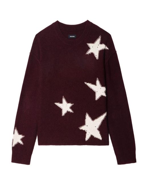 Zadig & Voltaire Purple Star-Pattern Cashmere Jumper