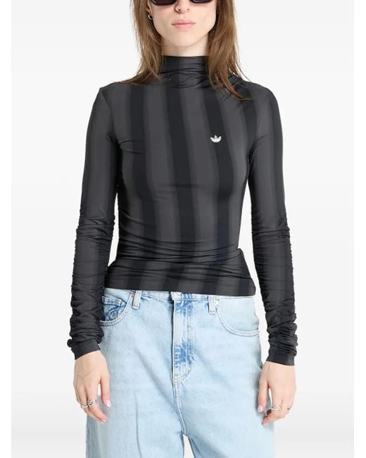 Adidas ストライプ ロングTシャツ Black