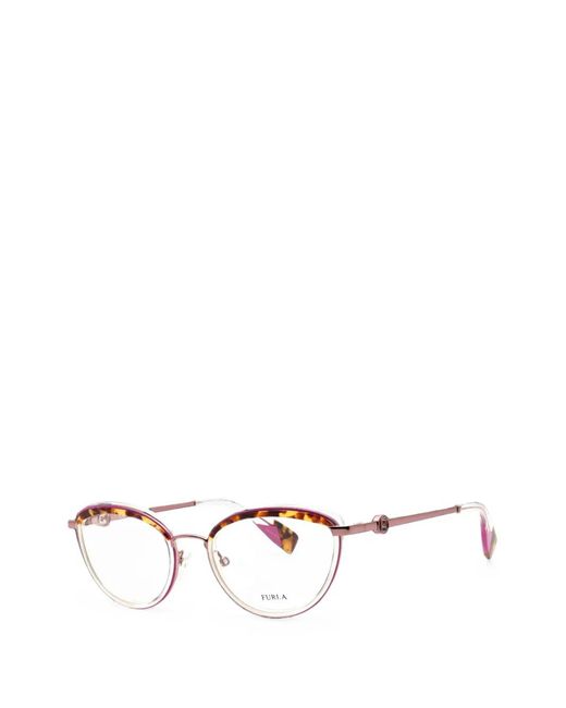 Furla White Tortoiseshell-Effect Oval-Frame Glasses