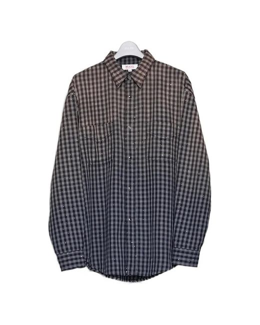 MASU Blue Sequin-Embellished Gingham Shirt for men