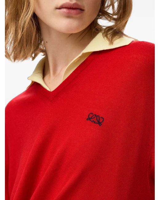 Pull Torsadé À Col V Loewe en coloris Red
