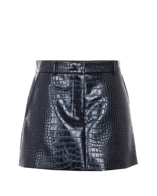Sportmax Blue Gleba Crocodile Mini Skirt