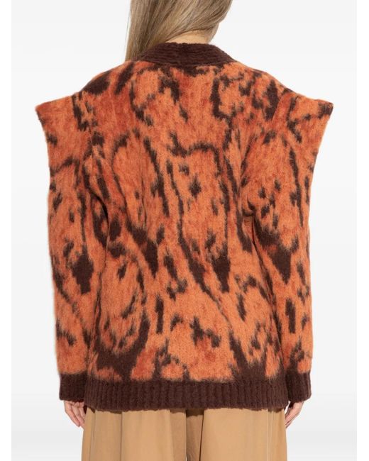 Stella McCartney Orange Cloud Leopard-Print Cardigan