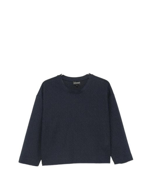 Emporio Armani Blue Herringbone-Textured Sweater