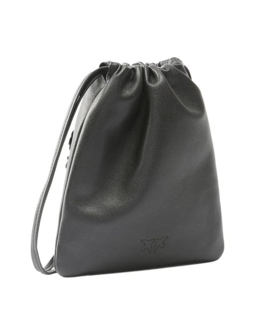 Pinko Black Sequin-Embellished Drawstring Shoulder Bag