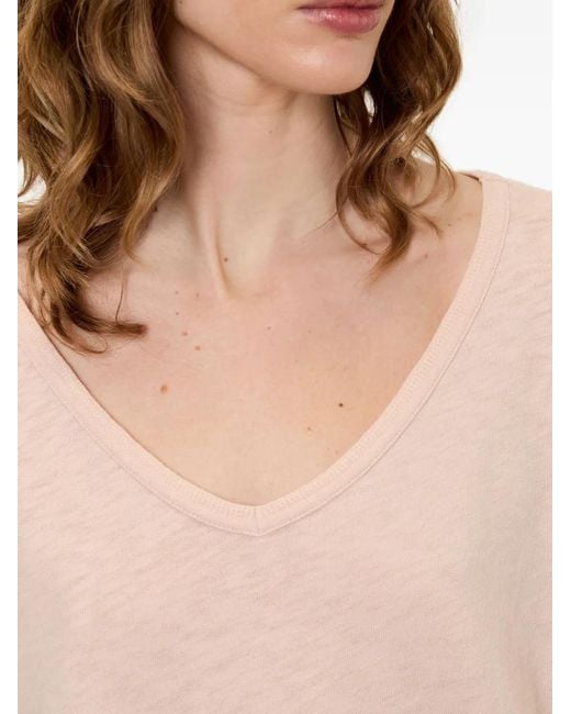 American Vintage Sonoma T-Shirt Met Lange Mouwen En V-Hals in het Pink