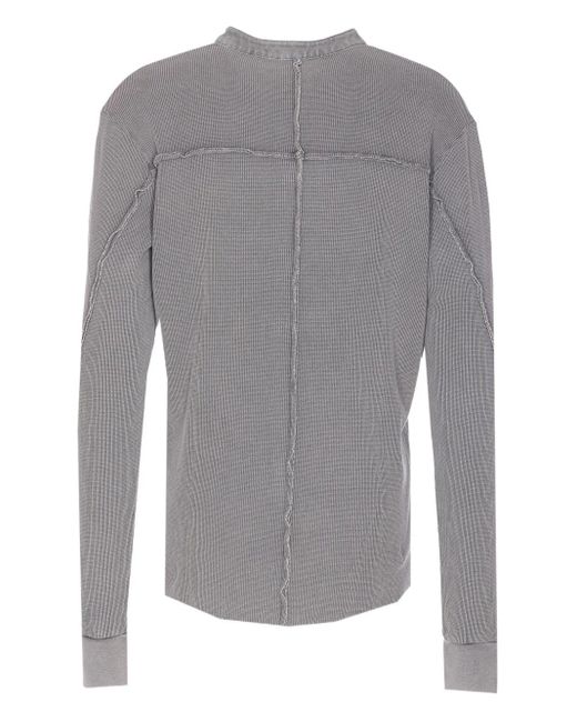 Thom Krom Gray Ribbed Button-Front Top for men