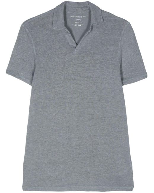 Majestic Filatures Gray Fine-ribbed Polo Shirt for men