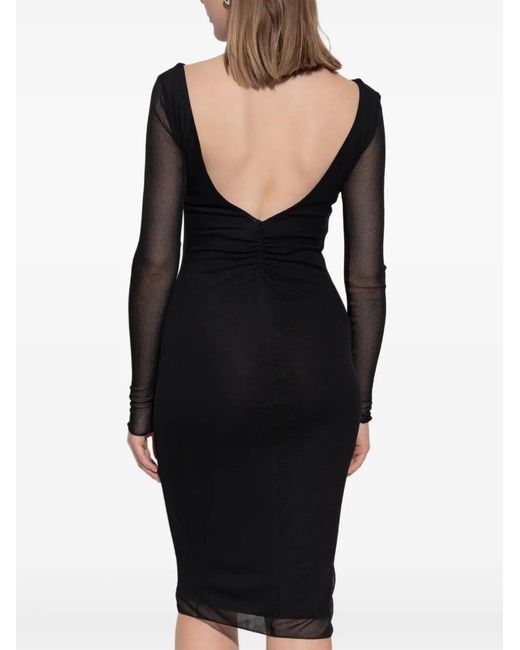 Max Mara Black Sheer-Sleeved Dress