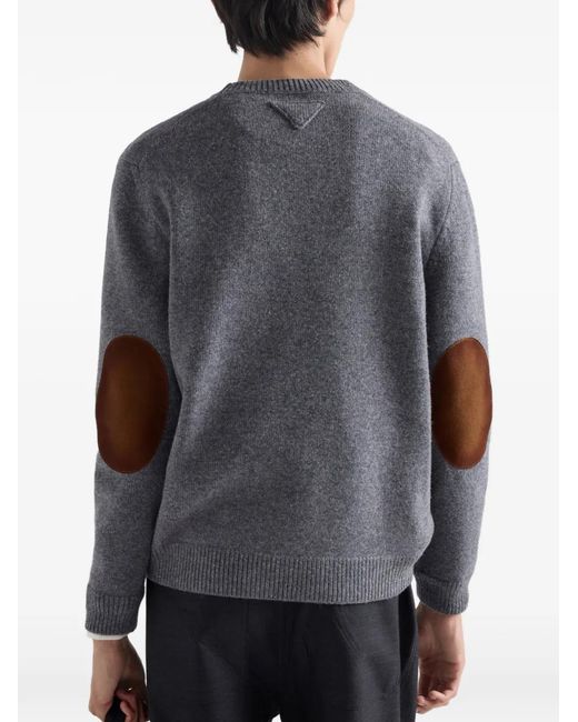 Prada Gray Wool Crew-Neck Sweater for men