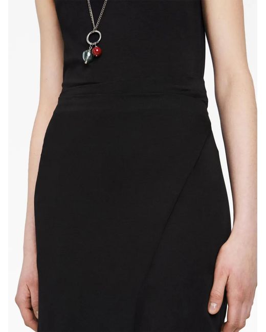 Proenza Schouler Black Asymmetric Jersey Midi Dress