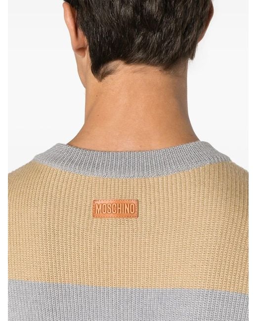 Moschino Gestreifter Pullunder Mit Logo-Patch in Natural für Herren