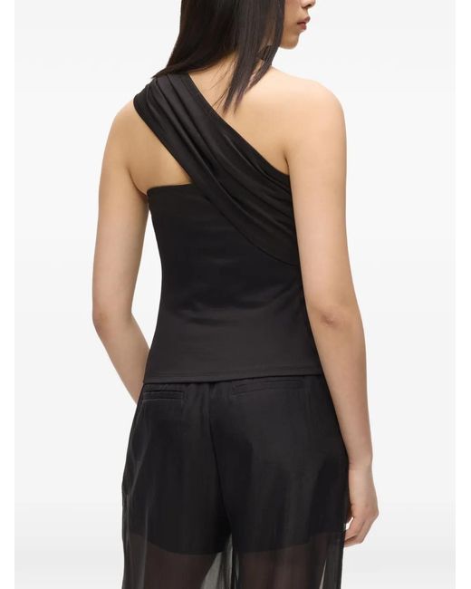 Karl Lagerfeld Black One-Shoulder Draped Top