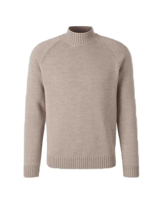 Zanone Gray Raglan-Sleeve High-Neck Sweater for men