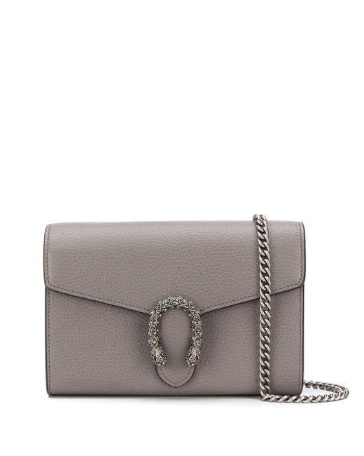 Gucci Mini Dionysus Leather Chain Bag in Gray | Lyst