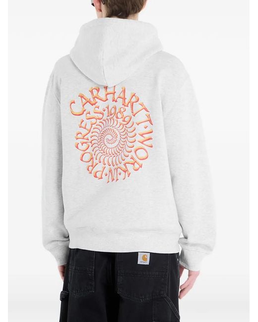 Carhartt White Logo-Print Drawstring Hoodie