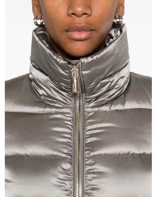 Moorer Gray Quilted-Design Coat