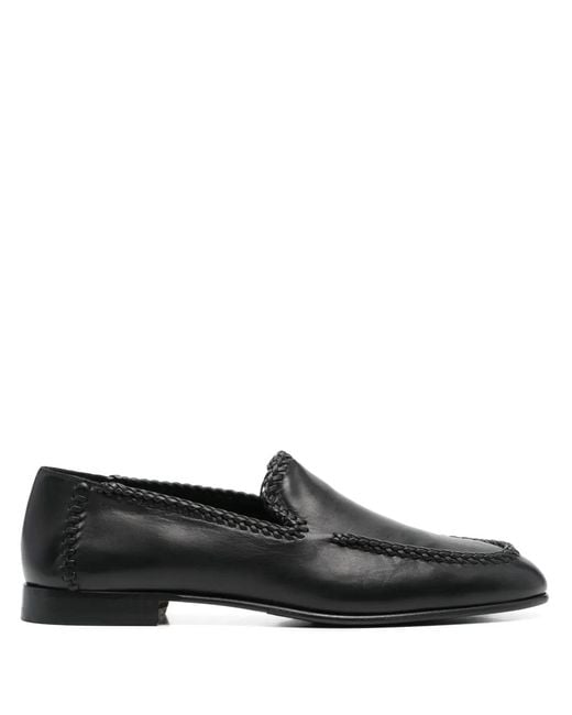 Canali Black Leather Loafers for men