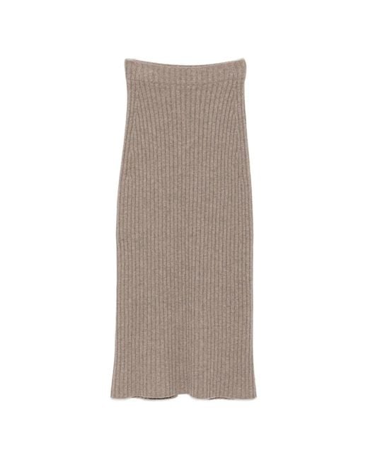 Bompard Brown Ribbed Cashmere Maxi Skirt