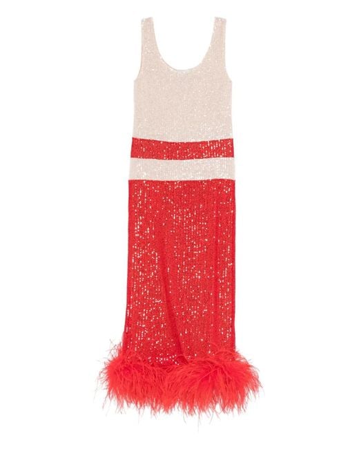 Atu Body Couture Red Sequins-Embellishment Midi Dress