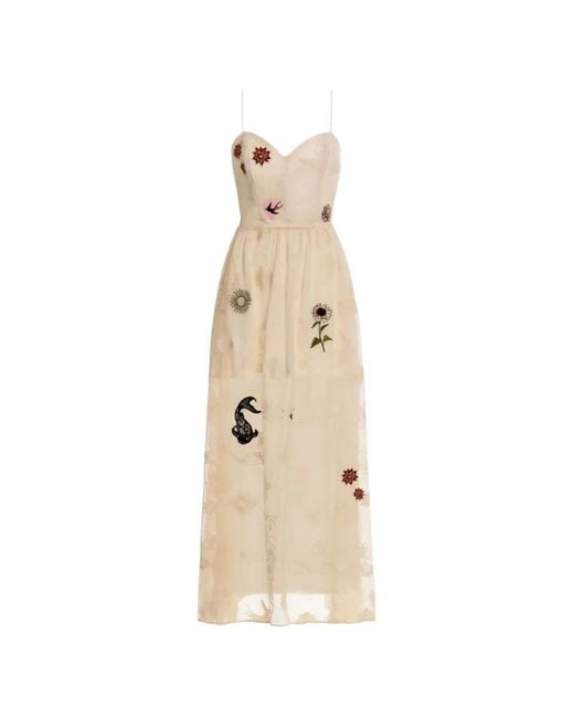 Agua Bendita Natural Ariadna Matches Embroidered Maxi Dress
